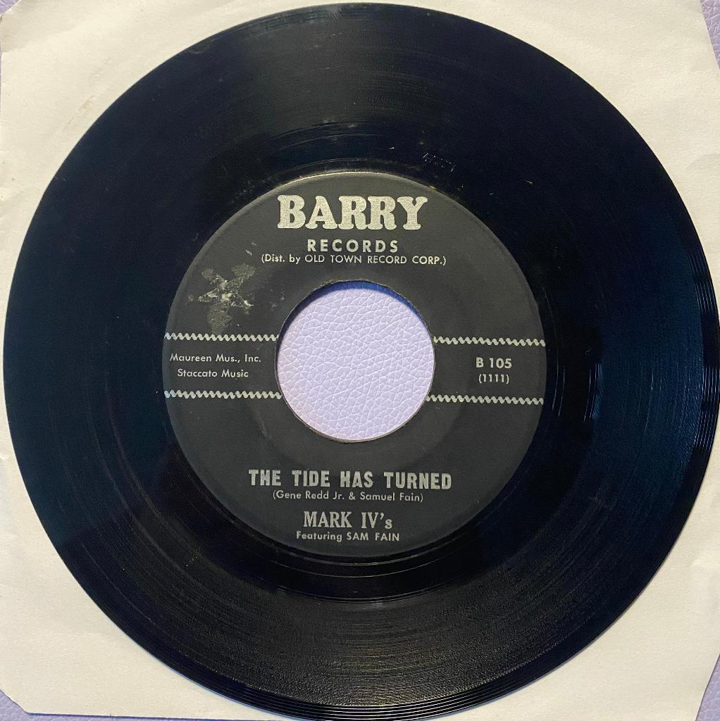 Mark IV's Featuring Sam Fain  The Tide Has Turned Popcorn, Single, Comme neuf, 7 pouces, R&B et Soul