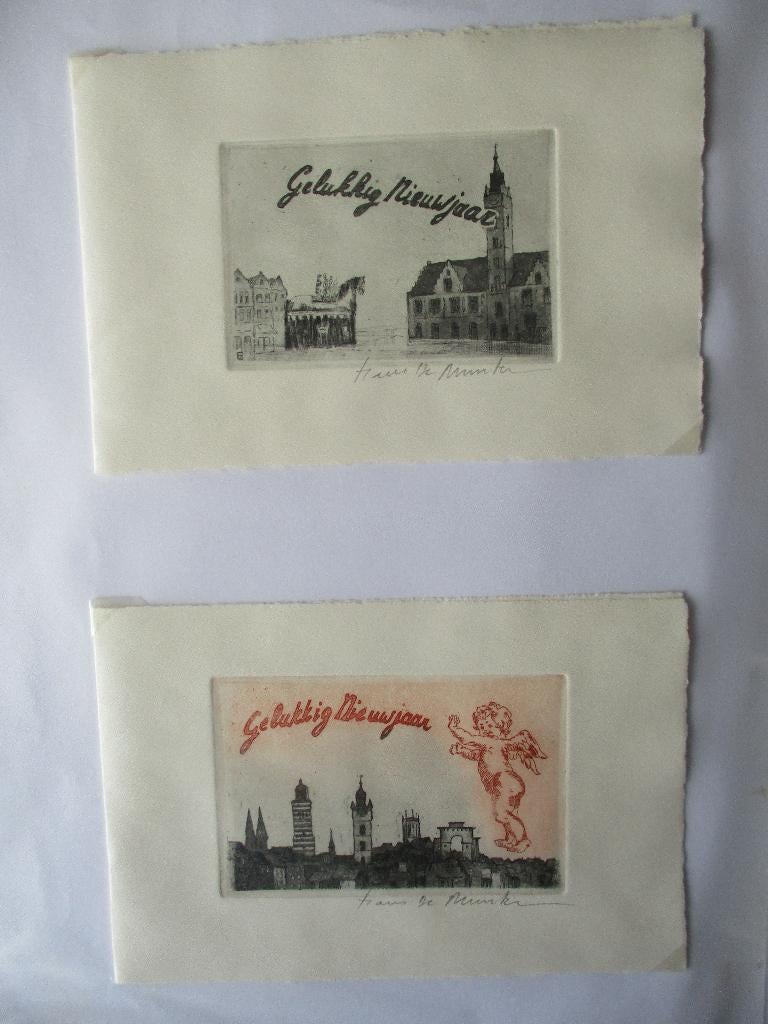 2 etsen Grote Markt Dendermonde Ros Beiaard Hans de Munter, Antiek en Kunst, Verzenden