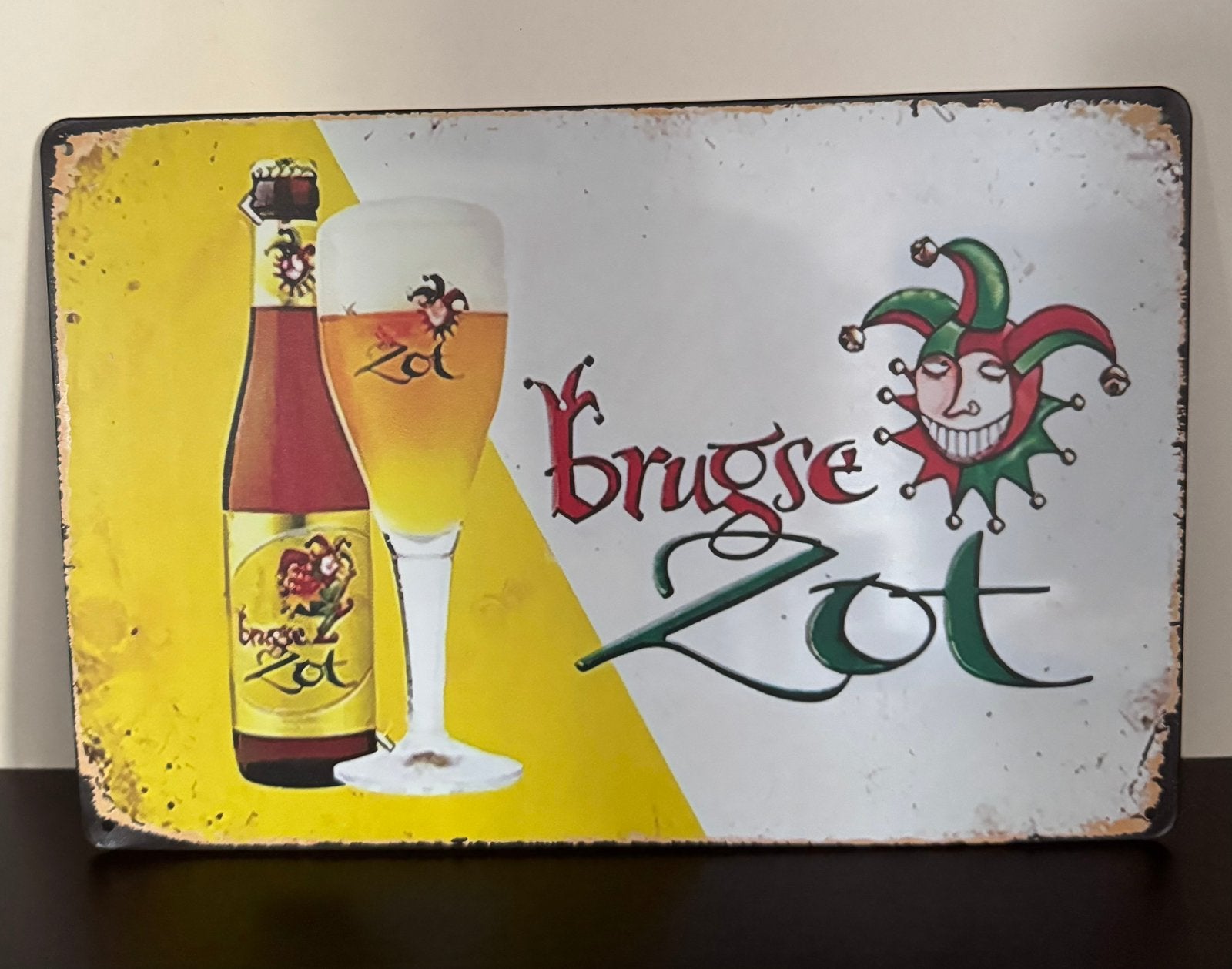 Metalen reclamebord Brugse Zot, Verzamelen, Ophalen of Verzenden, Nieuw, Reclamebord, Plaat of Schild