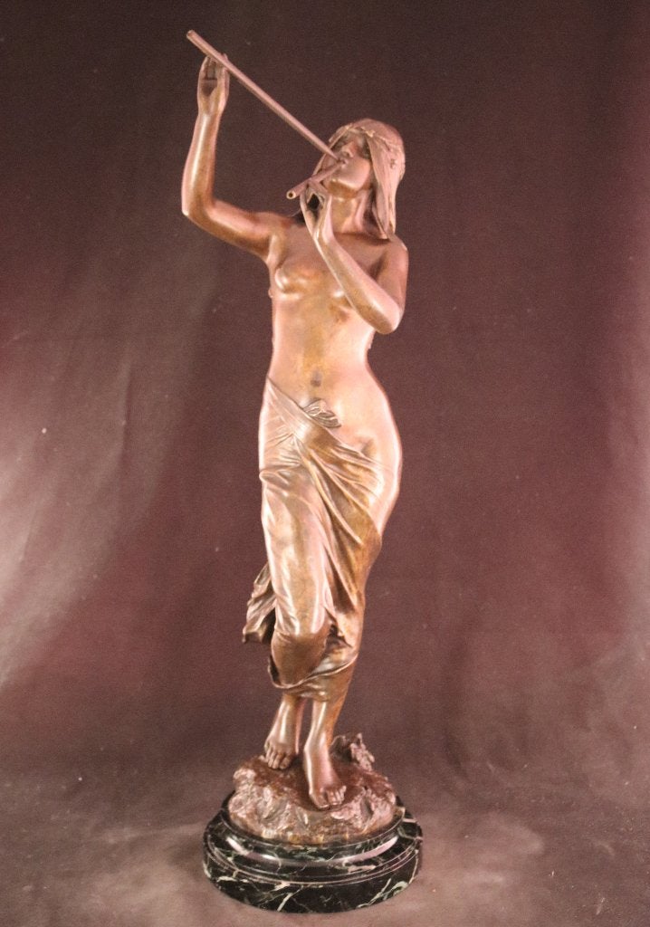 Groot antiek bronzen naakt, Antiquités & Art, Enlèvement ou Envoi, Art nouveau, Statue