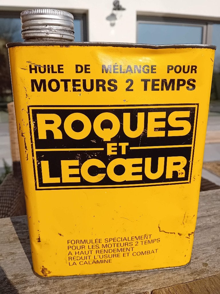 Bidon d'huile 2 temps vintage Roques et Lecqoeur, Enlèvement ou Envoi, Utilisé