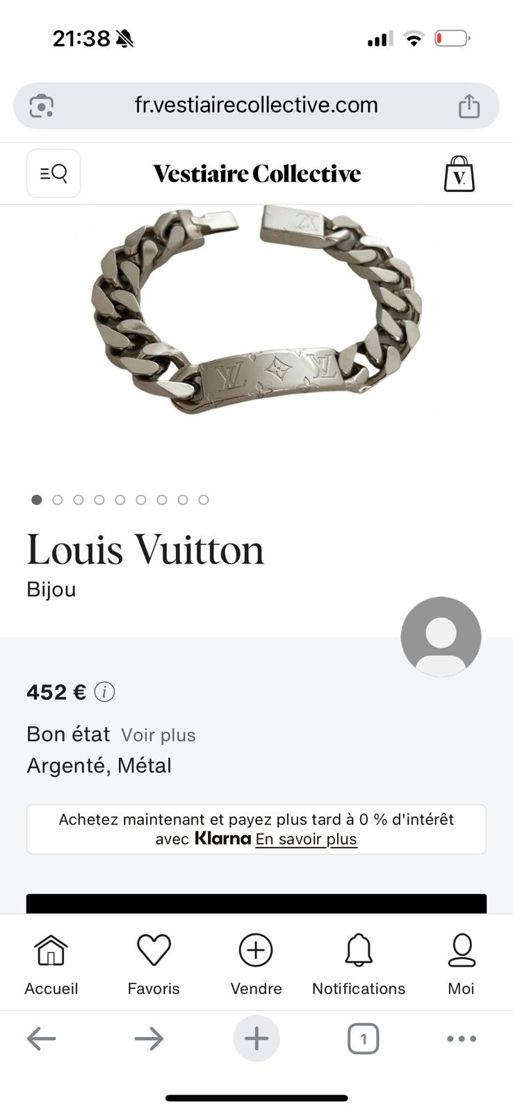 Bracelet louis Vuitton, Handtassen en Accessoires, Armbanden, Ophalen of Verzenden, Gebruikt, Grijs, Staal