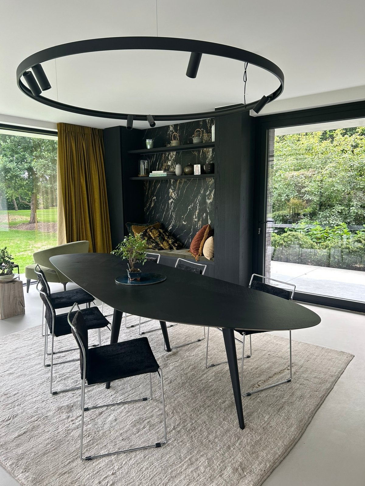 Set van 6 vintage Cassina Tulu stoelen, Tissus, Design, Enlèvement, Noir