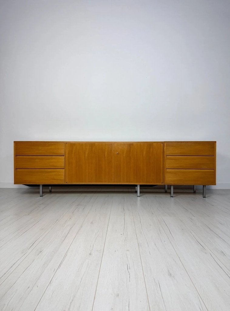 Enfilade basse vintage mid-century en teck meuble TV 60s, Enlèvement ou Envoi, Utilisé, Teck, Vintage Mid-Century Design