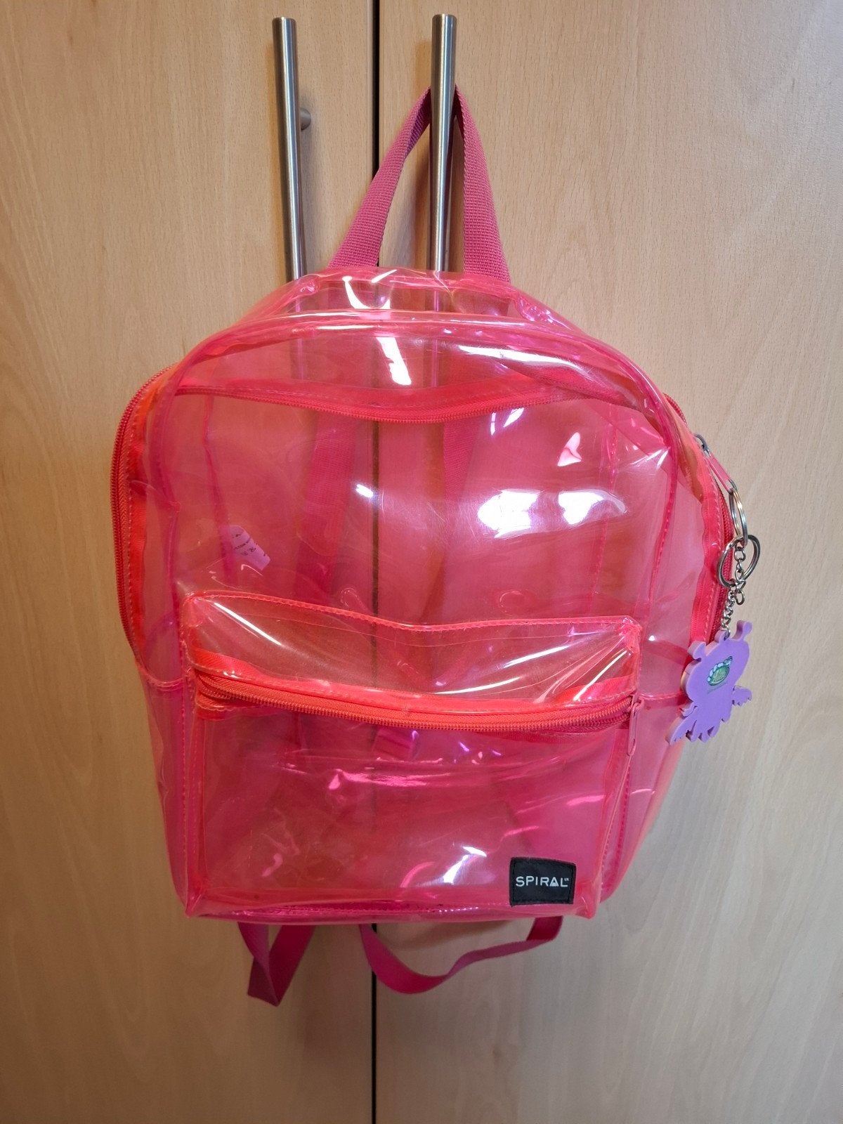 Rugzak roze spiral doorzichtig, Bijoux, Sacs & Beauté, Sacs | Cartables, Enlèvement, Rose