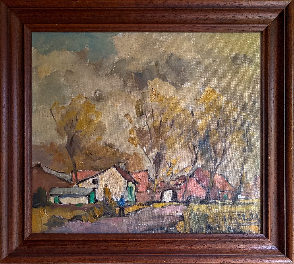 SCHILDERIJ NELLY WINDELS - 'LETTENHOF IN ZWEVEGEM', Ophalen, Doek, Gesigneerd, Landschap