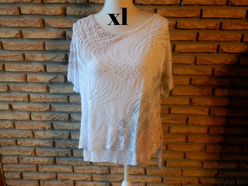 (191) -blouse femme t.xl grise rose, Ophalen of Verzenden, Zo goed als nieuw, Maat 42/44 (L), Grijs