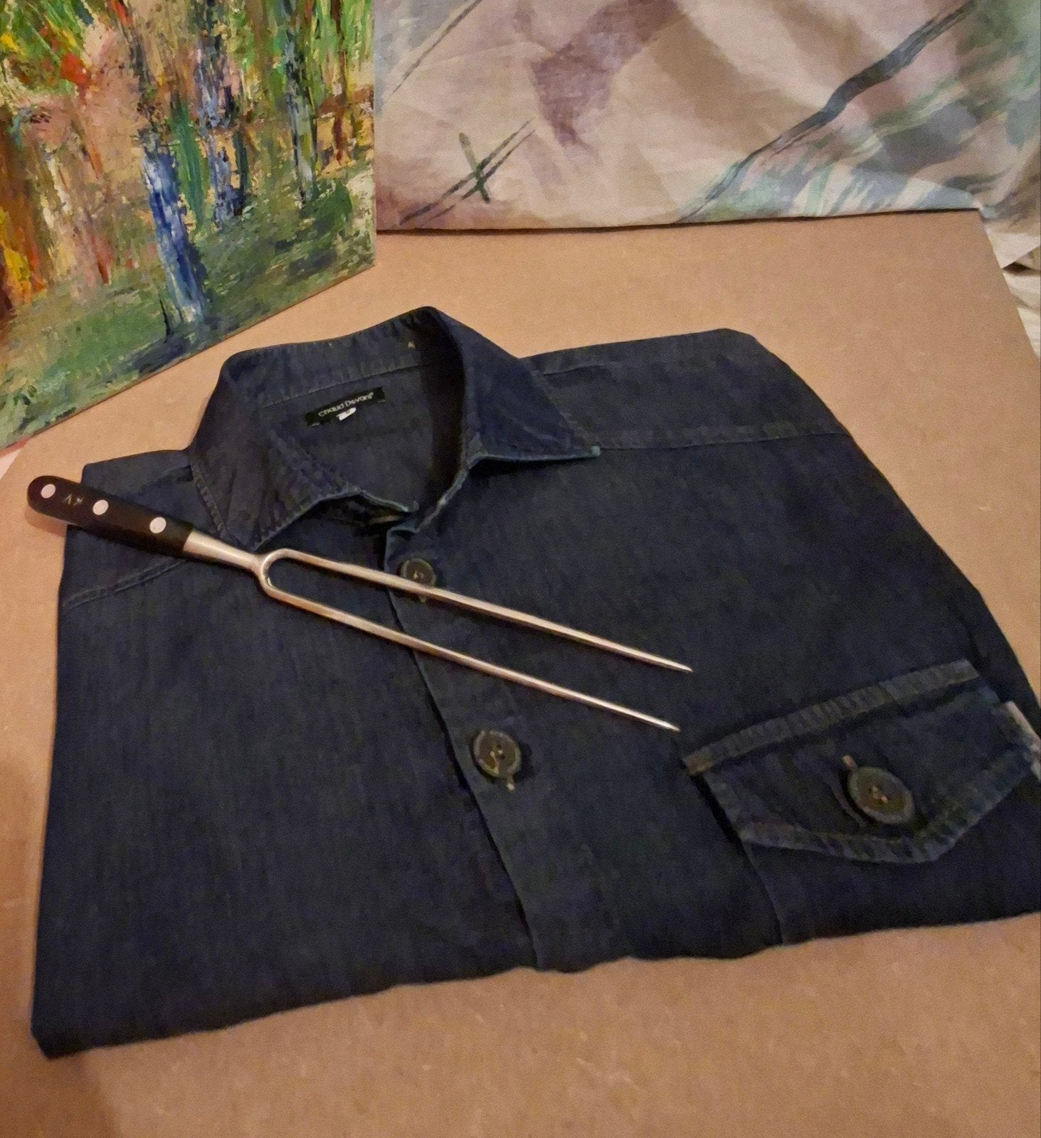 "Chaud Devant" Heren Denim Stretch Overhemd – Maat: L, Kleding | Heren, Overhemden, Blauw, Chaud Devant, Ophalen of Verzenden