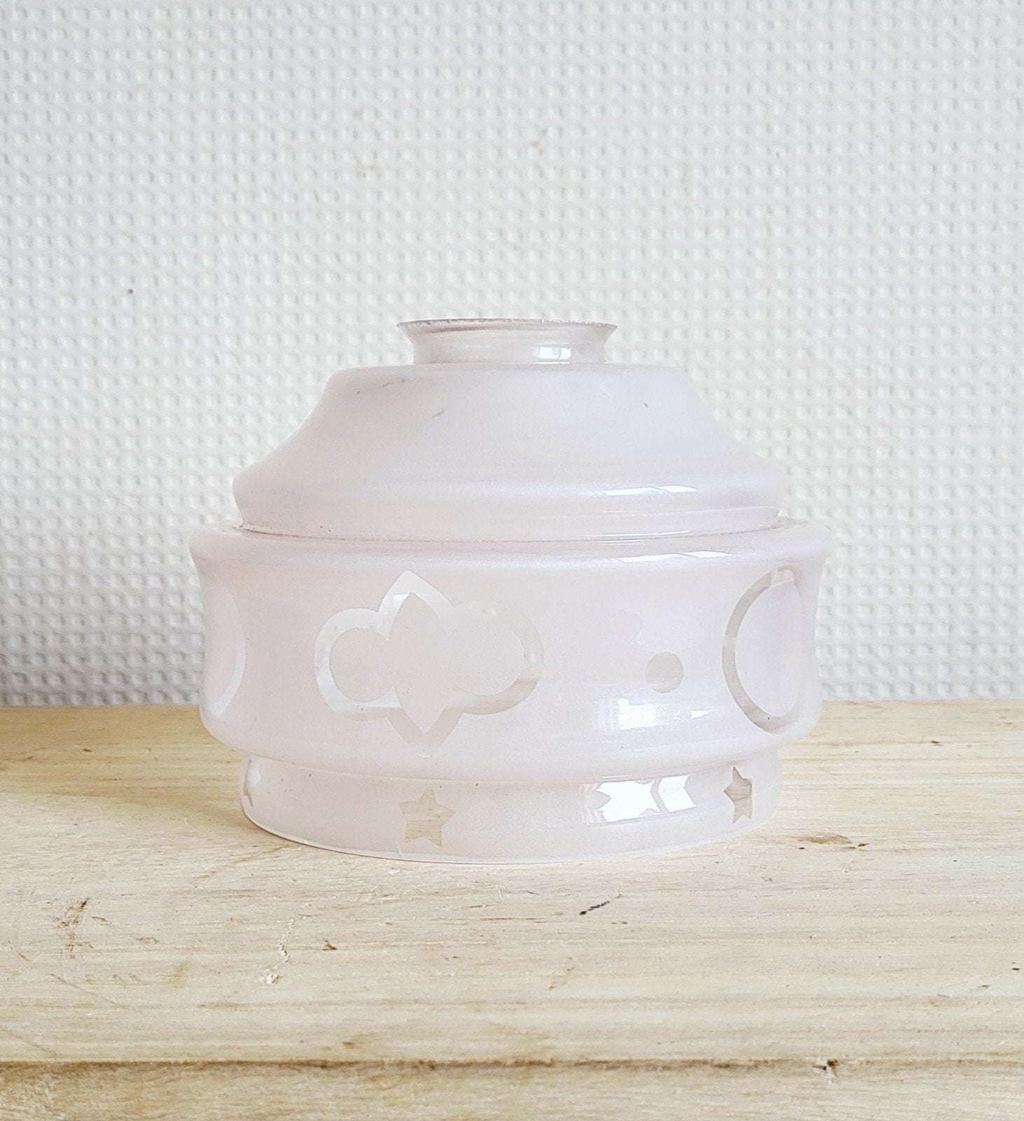Prachtig vintage zachtroze opaline glazen lampenkapje!, Ophalen of Verzenden