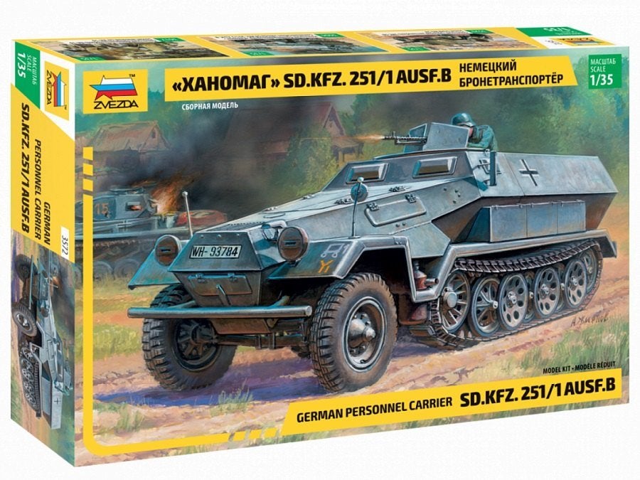 ZVEZDA 3572 GER. PERSONNEL CARRIER SD.KFZ. 251/1 AUSF.B 1/35, Neuf, Autres marques, Tank, Enlèvement ou Envoi