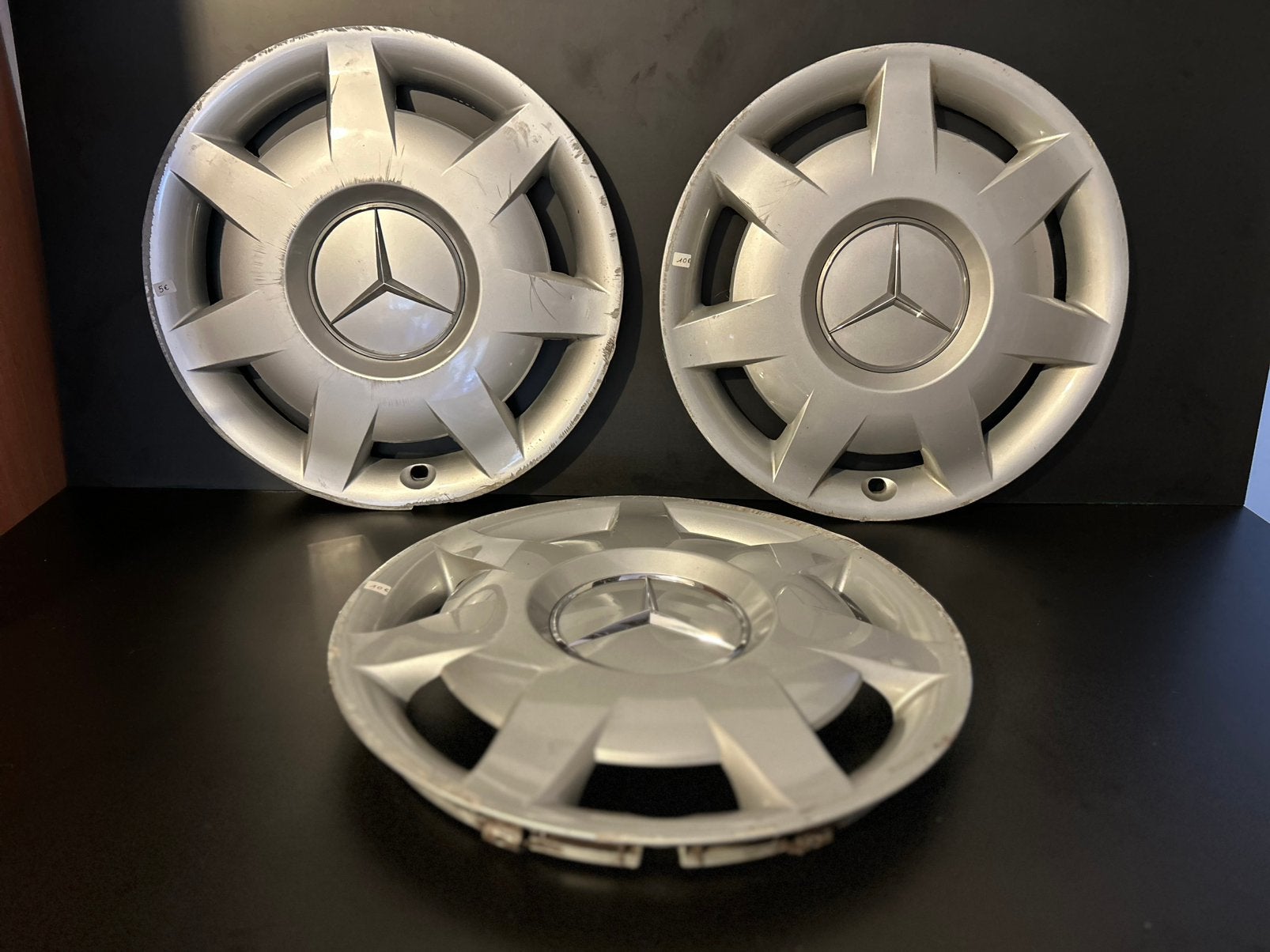 3 originele Mercedes klasse E/C 16" wieldoppen, Auto diversen, Ophalen of Verzenden, Gebruikt
