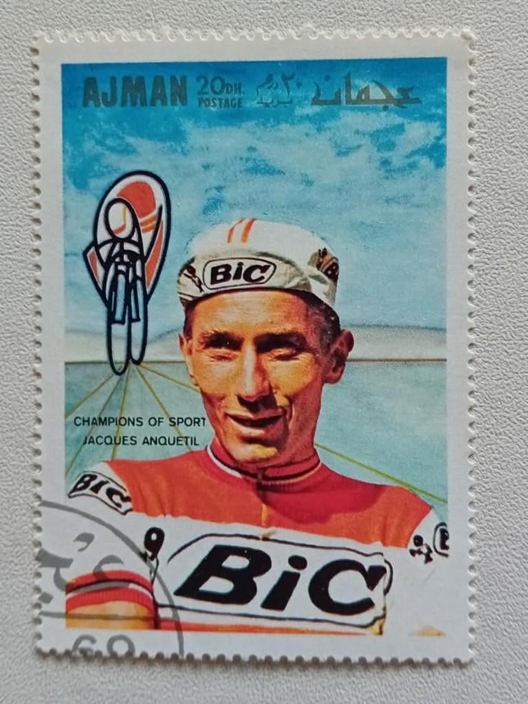 postzegel van Ajman‑/ Jacques Anquetil, Ophalen, Gestempeld