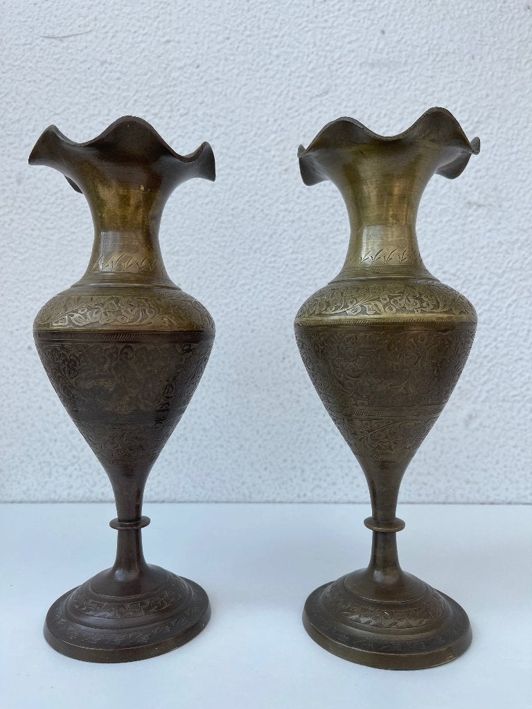 Vintage gegraveerde vazen 2st, Antiek en Kunst, Antiek | Vazen, Ophalen