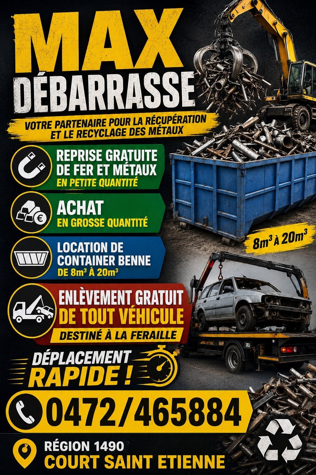 Ferrailleur Brabant-wallon Gratuit 0474/46 58 84, Enlèvement