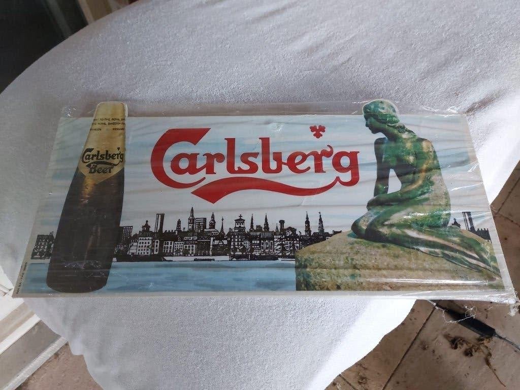 Vintage reclamebord Carlsberg, Verzamelen, Ophalen of Verzenden, Nieuw, Reclamebord, Plaat of Schild, Overige merken