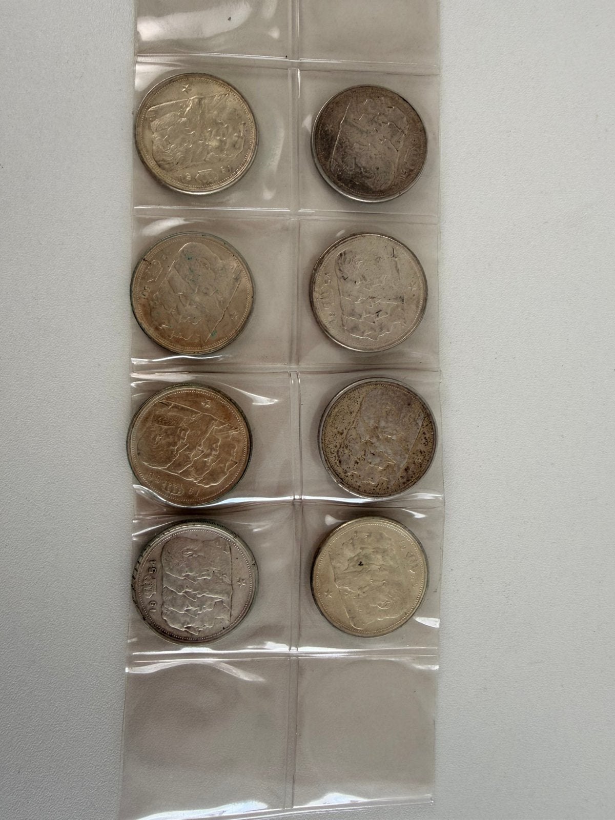 8x 100 belgische frank 1948-1954, Envoi, Argent, Série, Argent