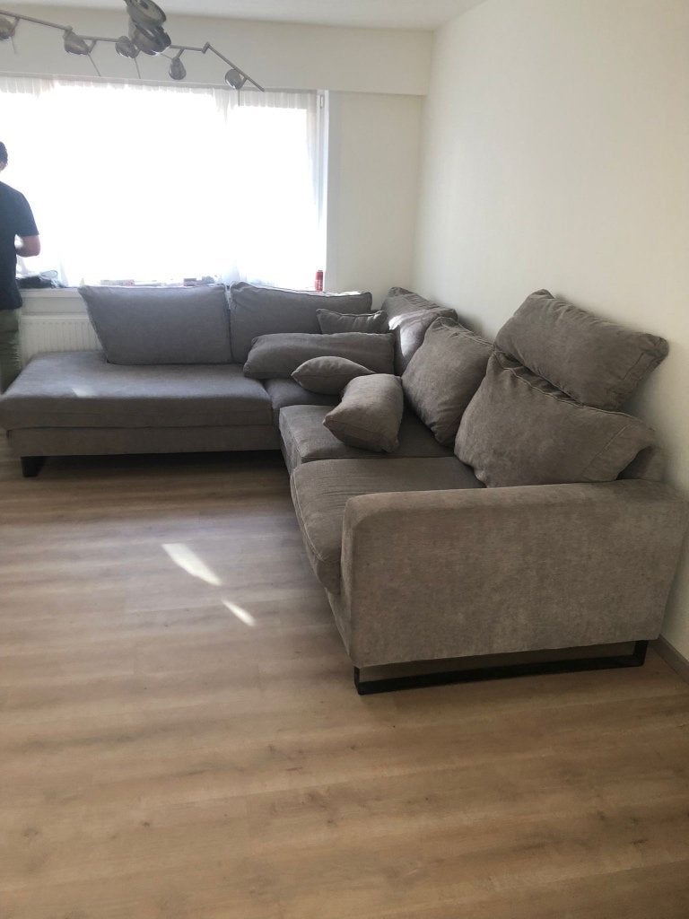 Grijze zetel, Maison & Meubles, Canapés | Salons, 100 à 125 cm, Banc d'angle, Enlèvement, Utilisé