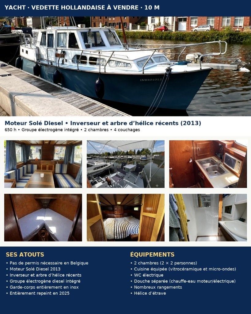 Jacht - Pleziervaartuig - Nederlandse speedboot 10m, Watersport en Boten, Motorboten en Motorjachten, Gebruikt, Binnenboordmotor