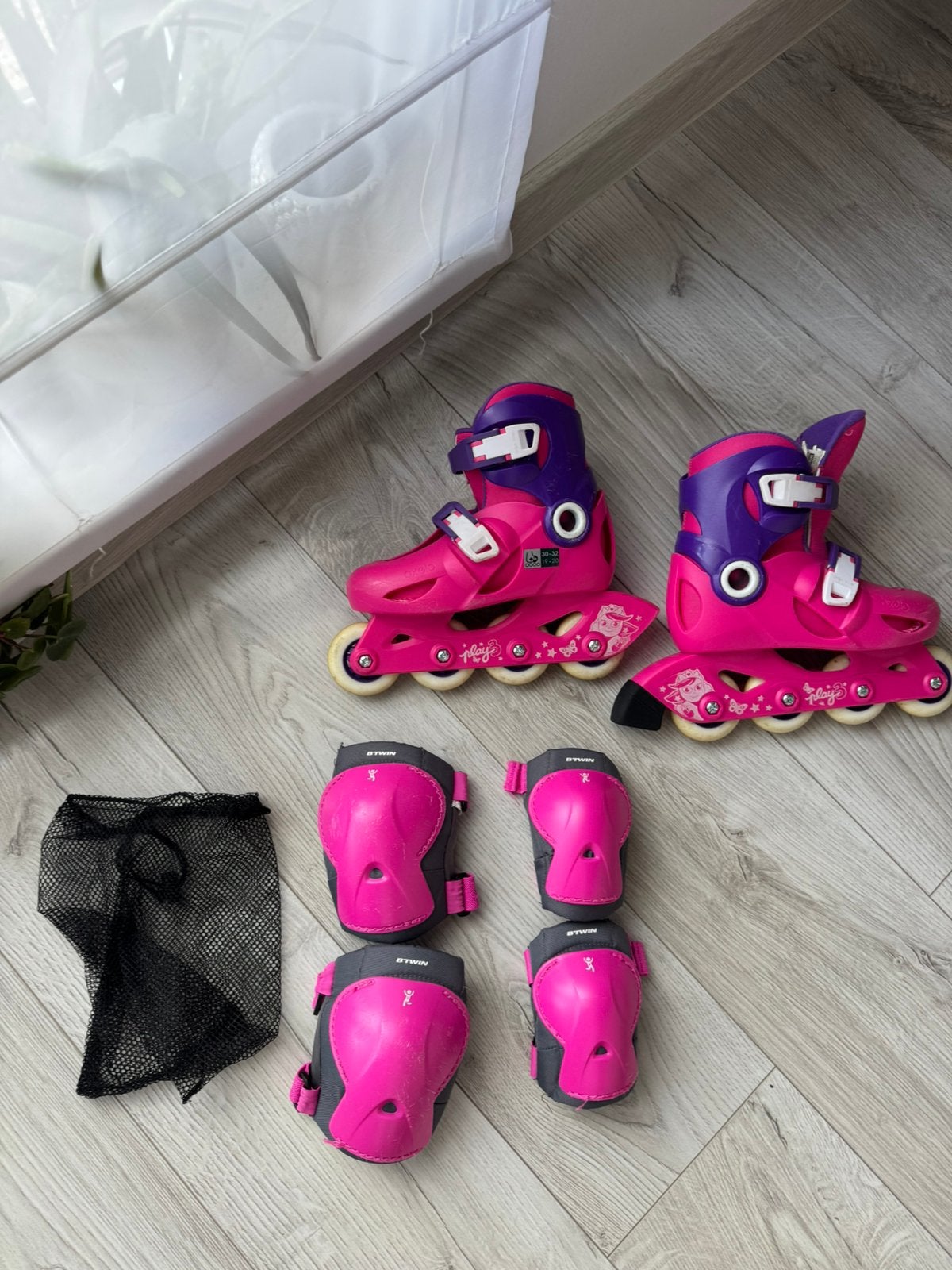 Rolschaatsen met beschermers 30-32, Ophalen, Kinderen, Verstelbaar, Gebruikt