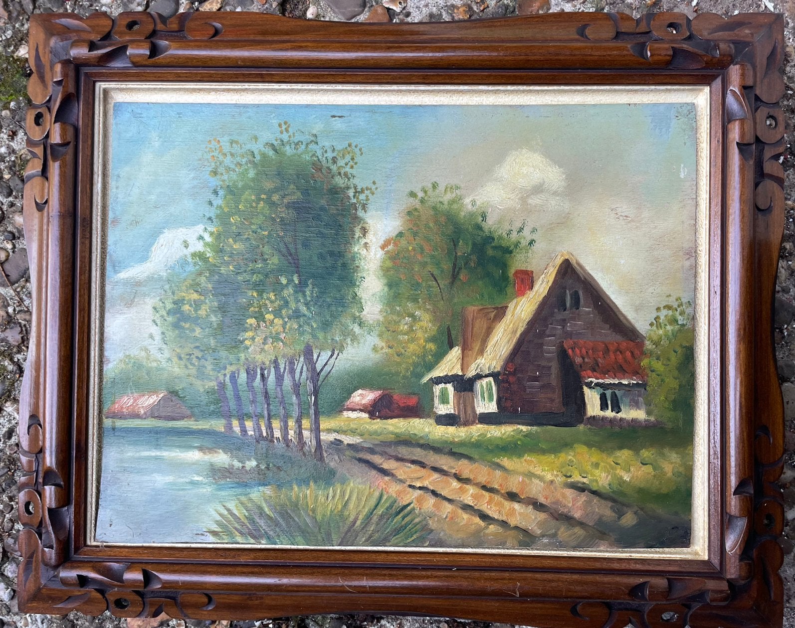 Peinture à l'huile classique vintage école flamande, Antiquités & Art, Enlèvement ou Envoi, Classique, Paysage