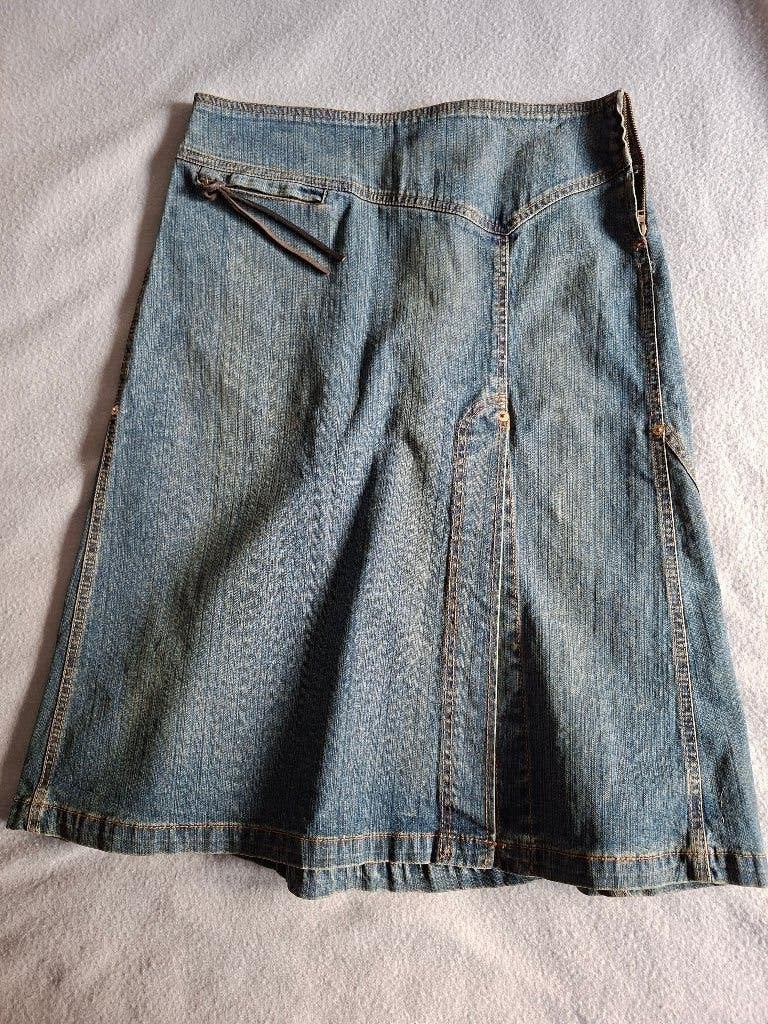 rok in jeansstof blauw/bruin, Kleding | Dames, Rokken, Maat 38/40 (M), Blauw, DKNY, Ophalen of Verzenden