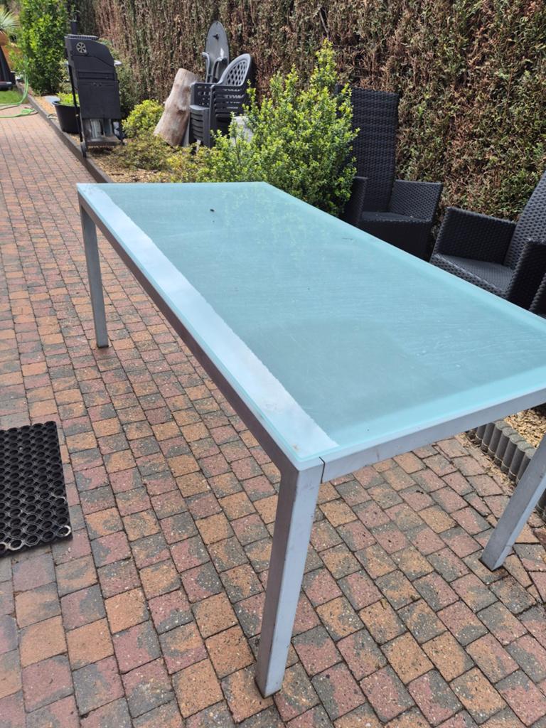 Tuintafen met 4 verstelbare stoelen en kussens, Tuin en Terras, Tuintafels, Ophalen
