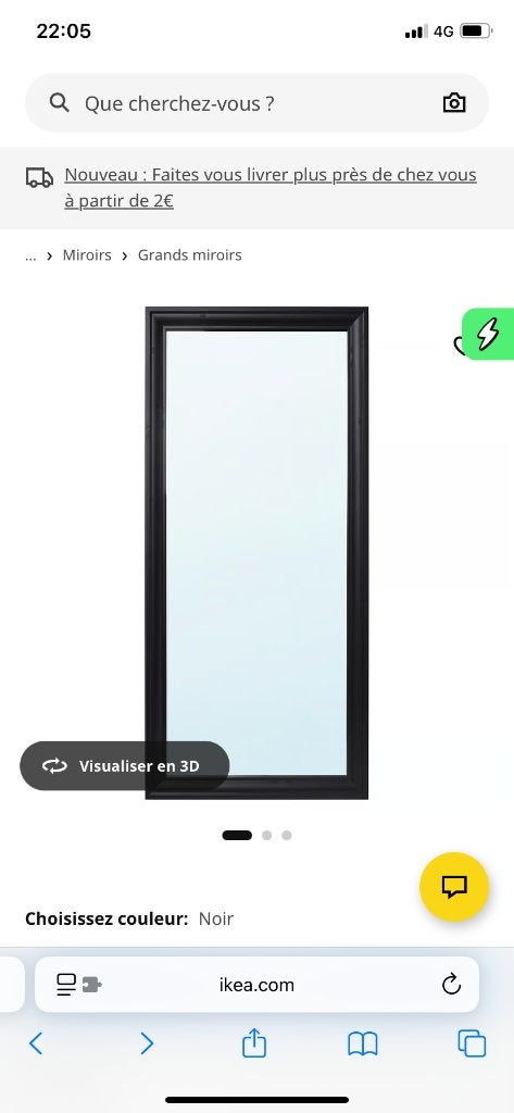 Grand miroir IKEA, Comme neuf, 50 à 75 cm, Rectangulaire, 150 à 200 cm
