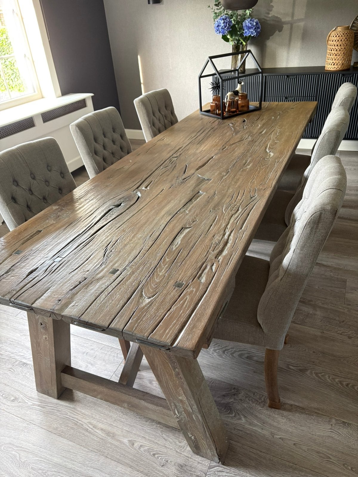 Prachtige eiken kloostertafel., Huis en Inrichting, Tafels | Eettafels, Ophalen, Zo goed als nieuw