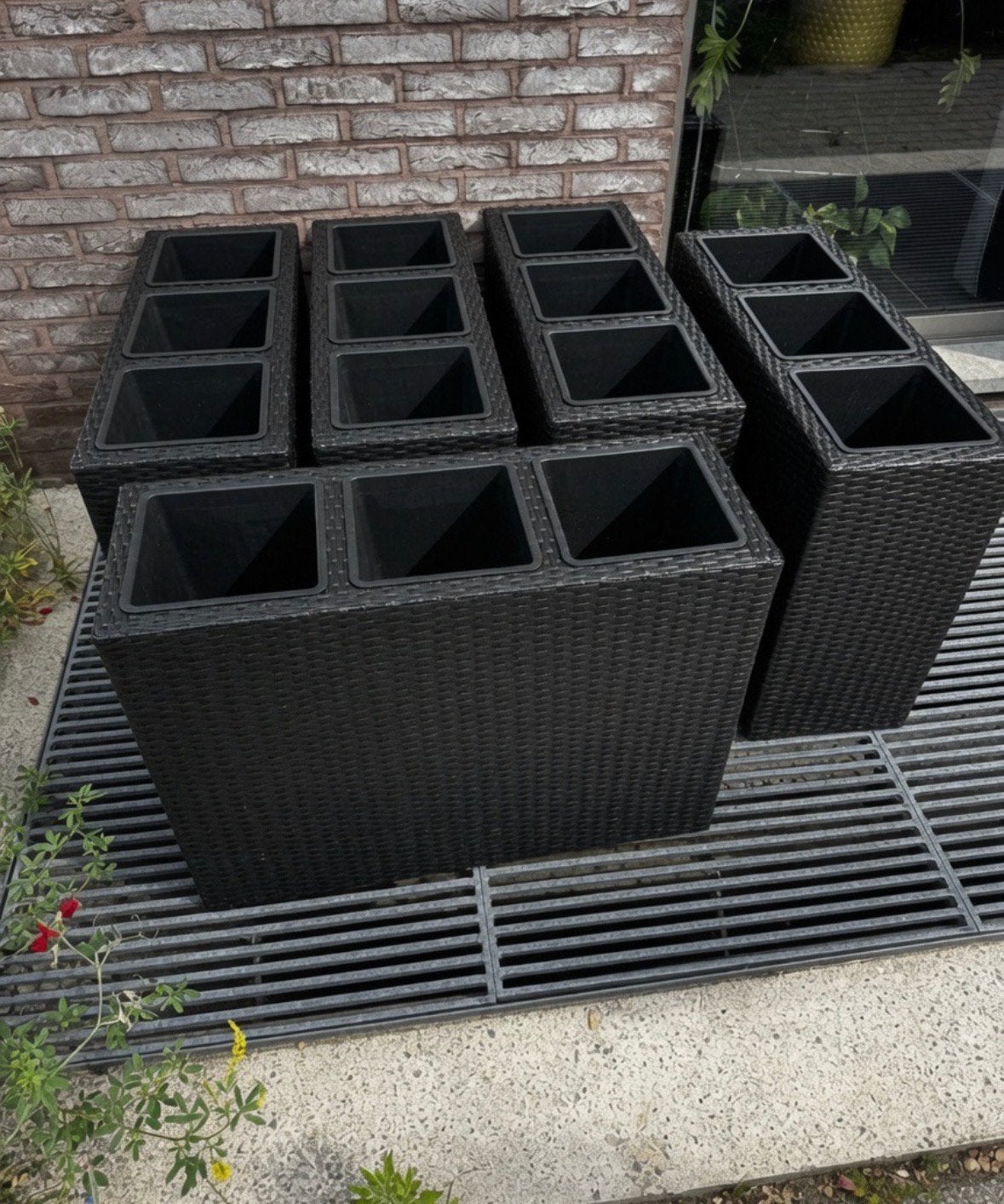 5x Zwarte plantenbakken – 83 cm, Tuin en Terras, Bloembakken en Plantenbakken, Ophalen, Kunststof, Zo goed als nieuw, 60 tot 100 cm