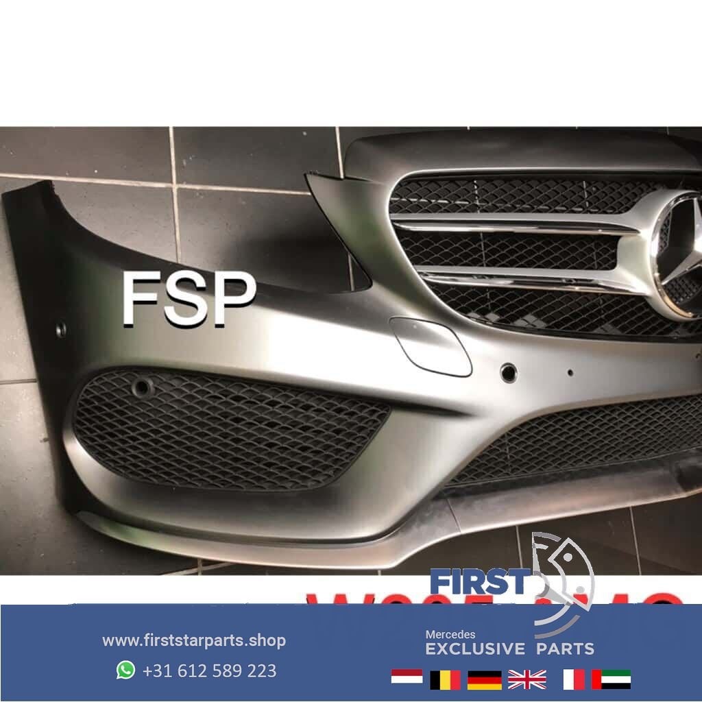 W205 AMG Voorbumper compleet Mercedes C Klasse 2018 grijs or, Gebruikt, -, Voor, Ophalen of Verzenden