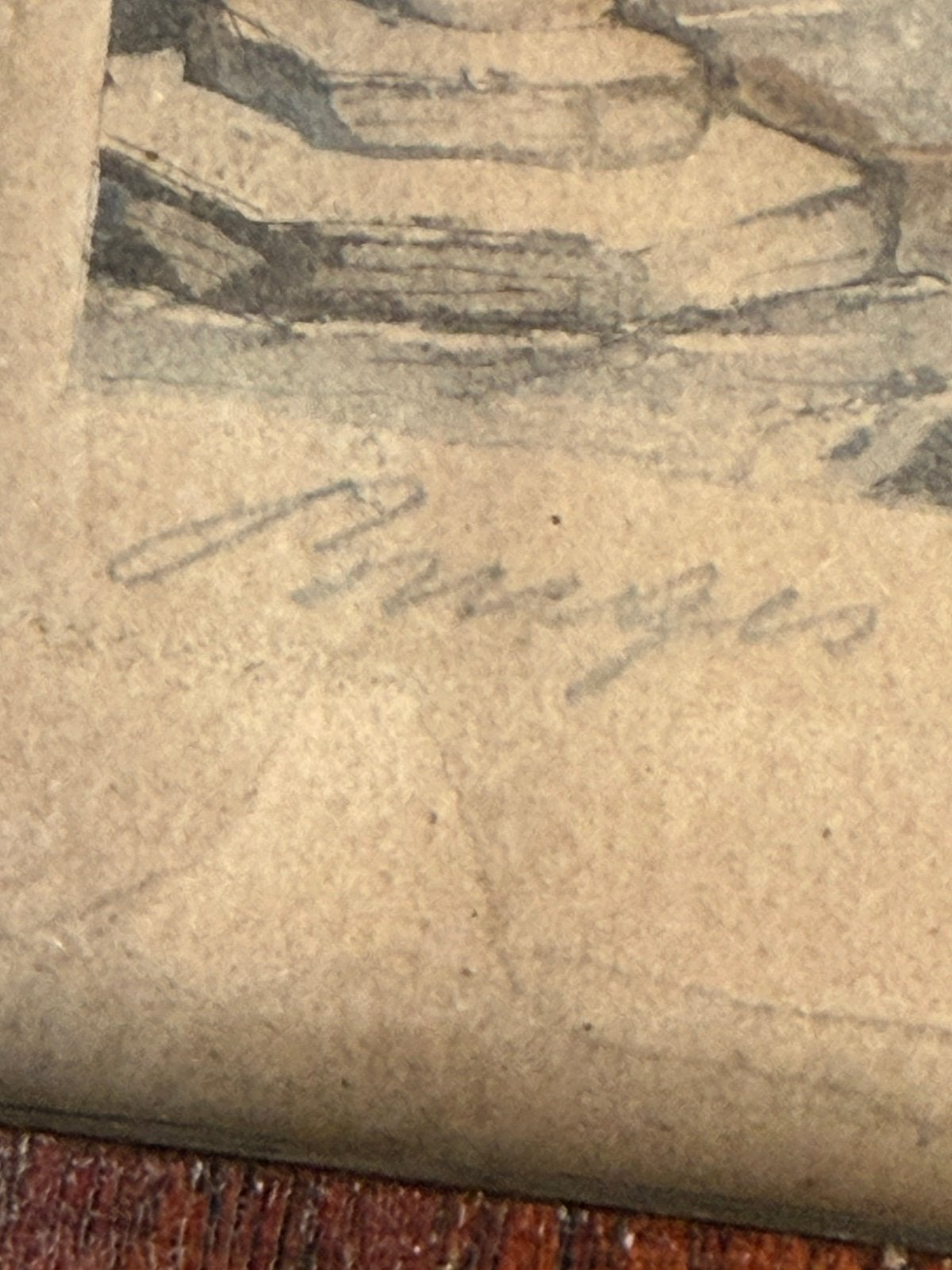 Antieke gekleurde ets – Brugge – gesigneerd Aubert, Enlèvement ou Envoi, Signé, Dessin, Papier