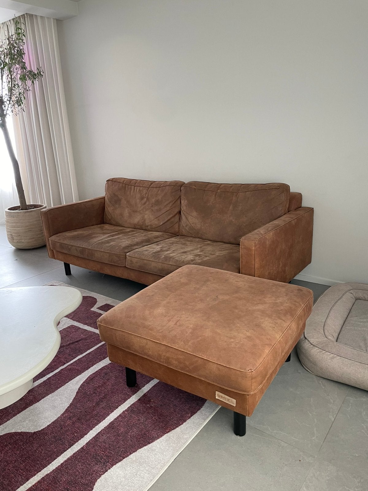 Lederen zetel ( buffelleer ), Huis en Inrichting, Ophalen, Zo goed als nieuw