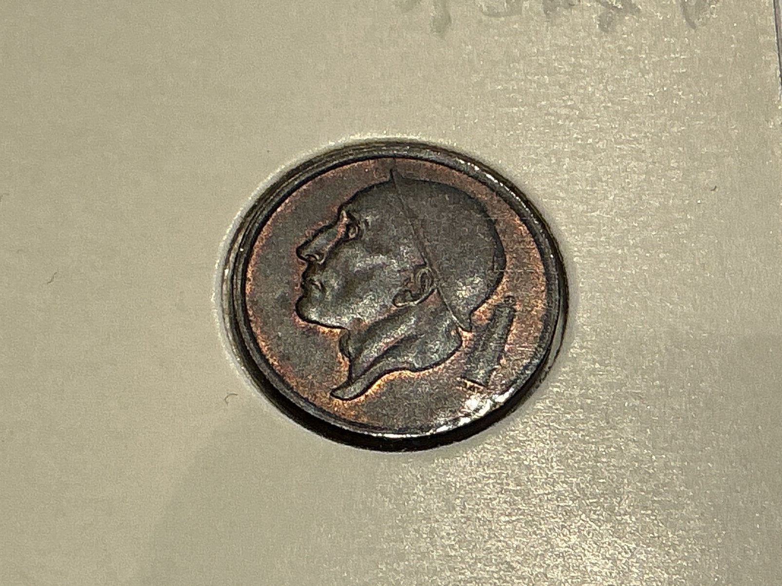 België 50 centimes 1977 Vlaams adamsappel dubbel, Ophalen of Verzenden