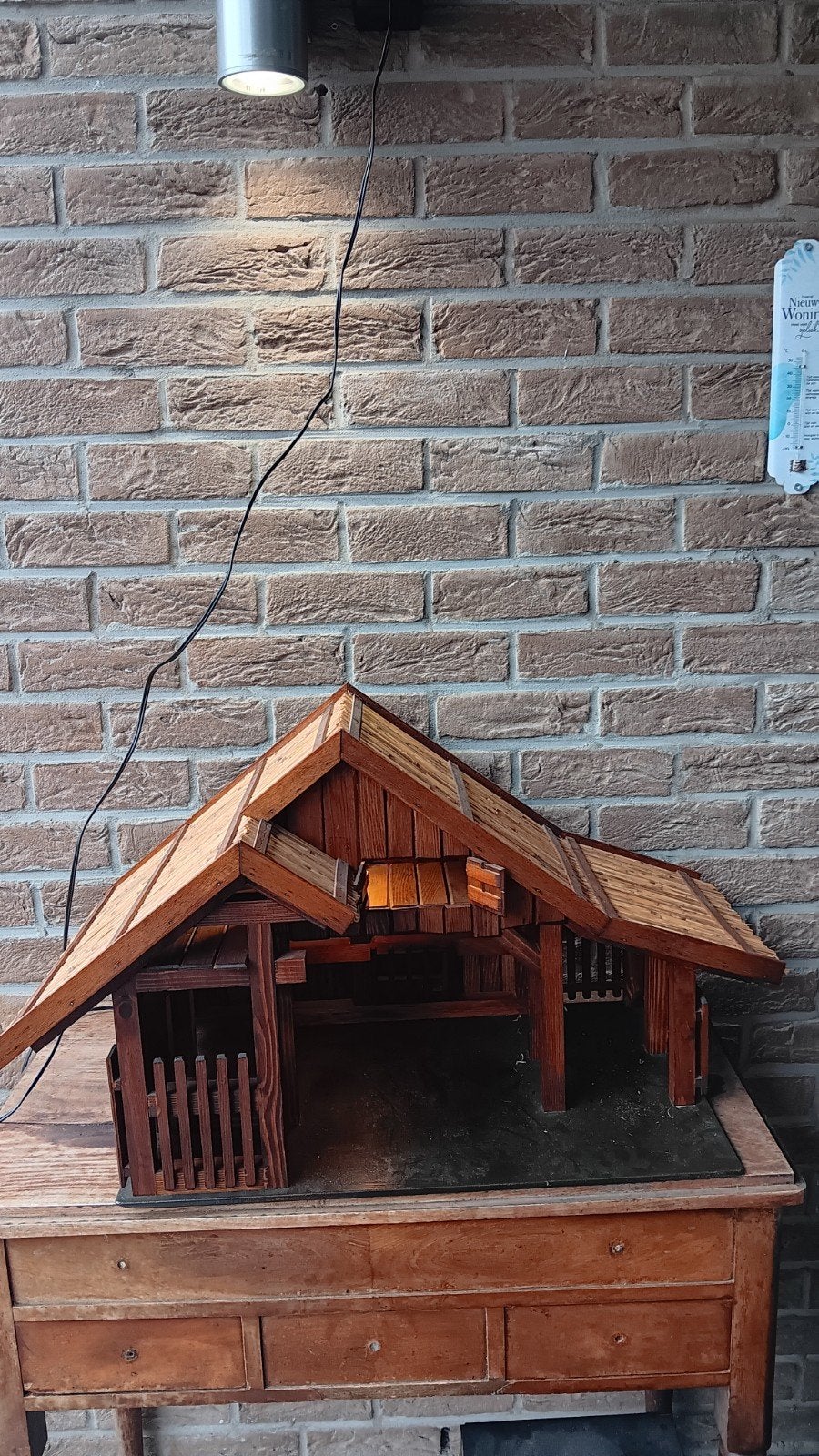 Grote kerststal 50 x 35 in hout, Diversen, Ophalen, Zo goed als nieuw