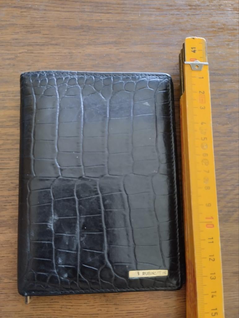 Vintage Rubinstein zwarte leren portemonnee met een krokodil, Verzenden