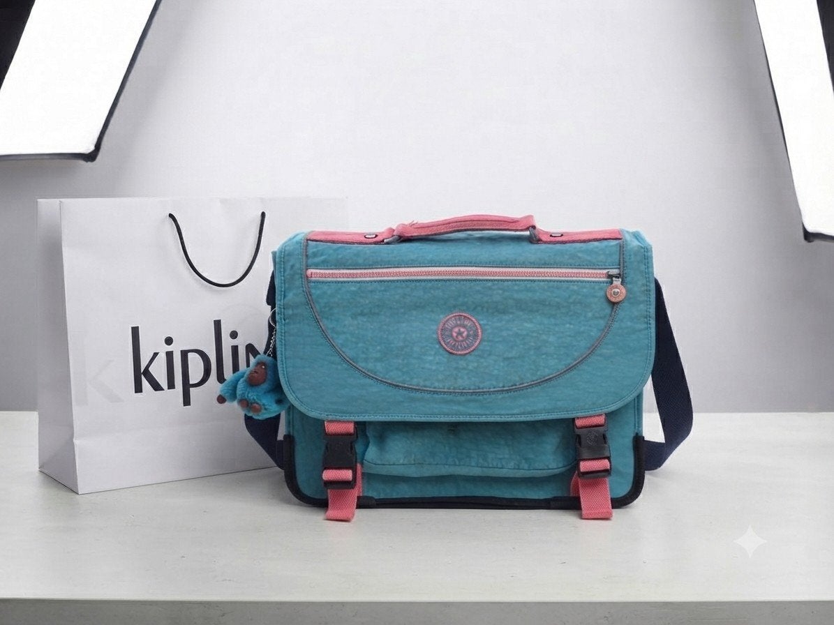 Kipling boekentas - Turquoise/Roze, Handtassen en Accessoires, Ophalen of Verzenden, Roze