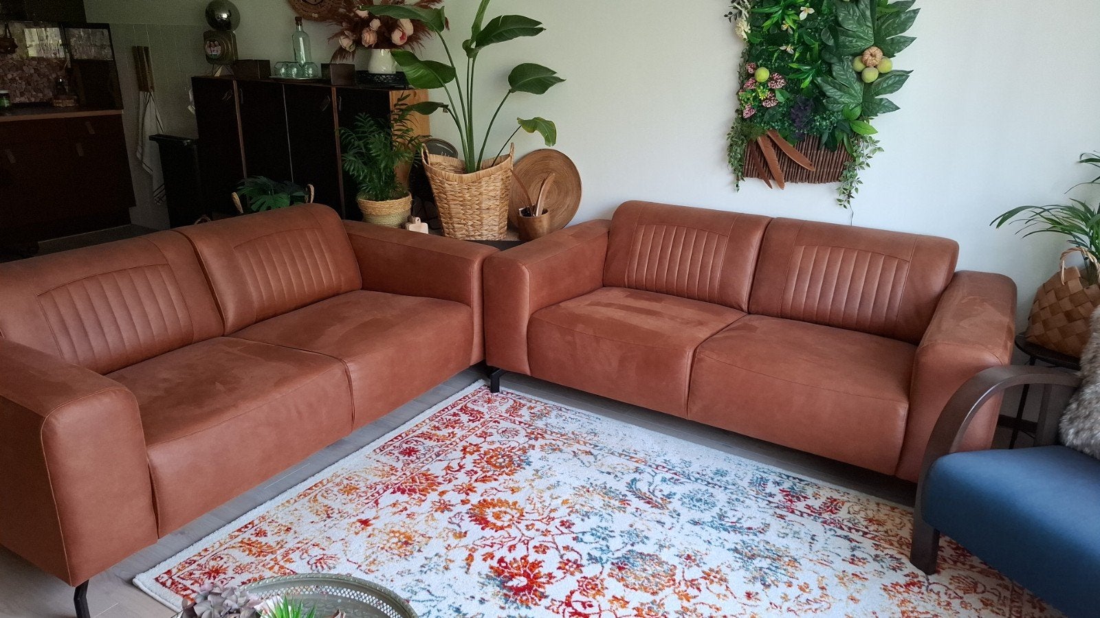 2 bankstellen van microleder, Maison & Meubles, Canapés | Salons, Moins de 75 cm, Comme neuf, Enlèvement, Moderne