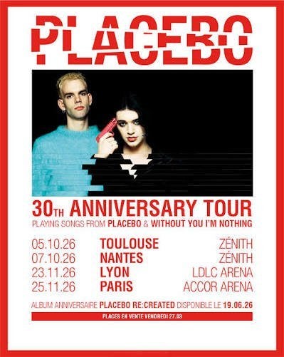 2 places pour PLACEBO à Anvers ce dim 1/11 - prix par place, Tickets en Kaartjes, Twee personen, November