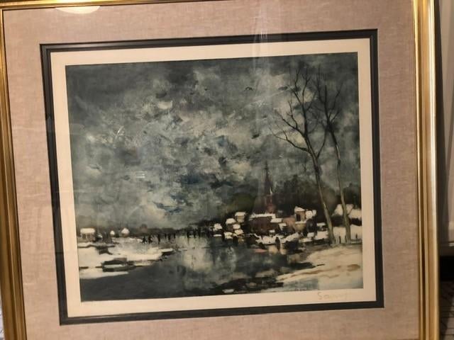 Albert Severeys Schaatsers op de Leie Litho, Ophalen