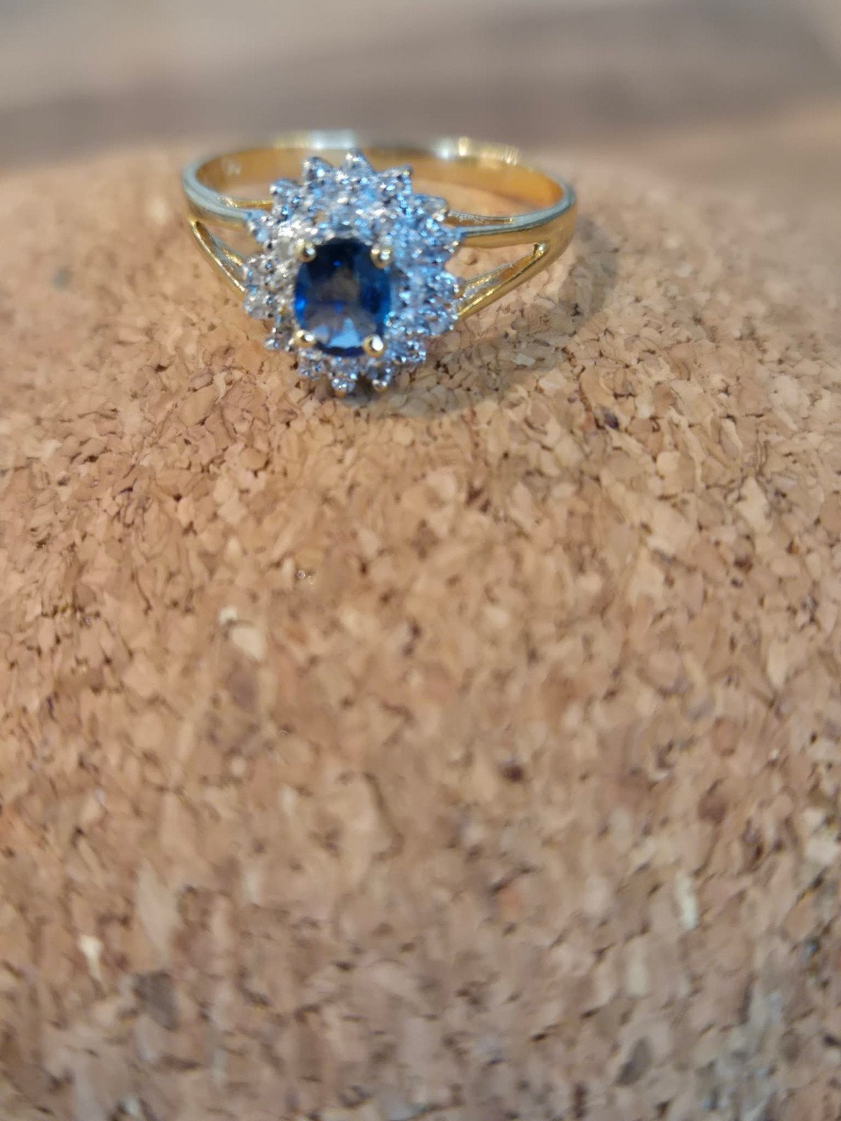 bague saphir et diamants or 18kt, Enlèvement ou Envoi, Or, Comme neuf, Or