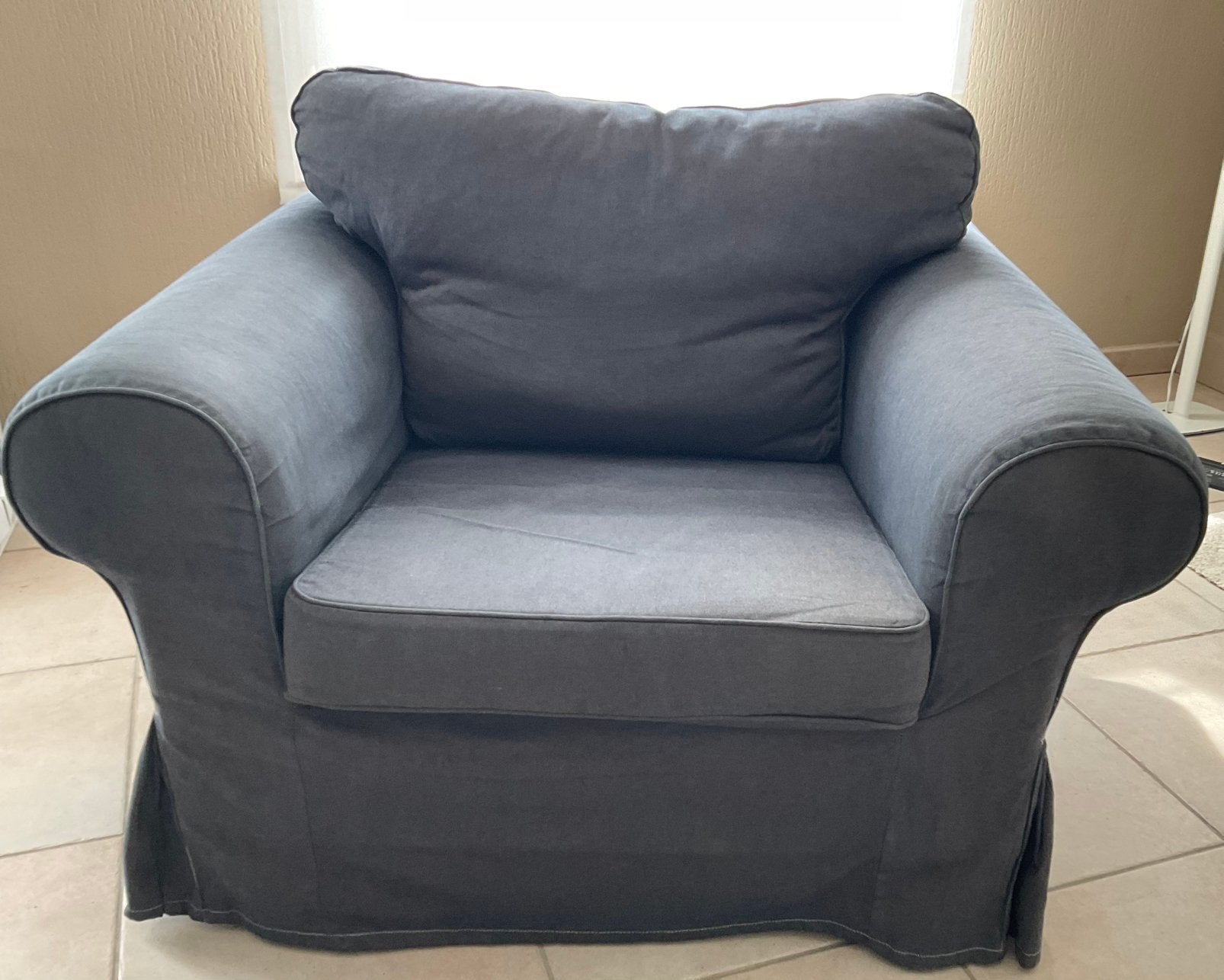 Fauteuil blauwgrijs wasbare hoes IKEA Ektorp, Ophalen, Zo goed als nieuw, Stof