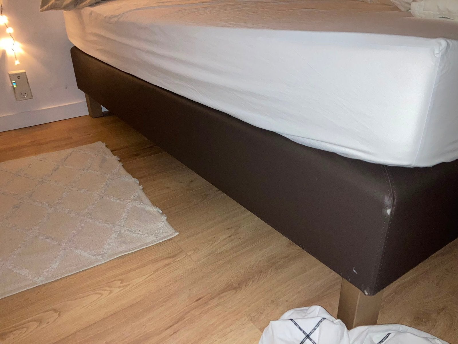 Boxspring 2-persoonsbed, Huis en Inrichting, Slaapkamer | Boxsprings, Gebruikt, 160 cm, 200 cm, Tweepersoons, Bruin, Ophalen