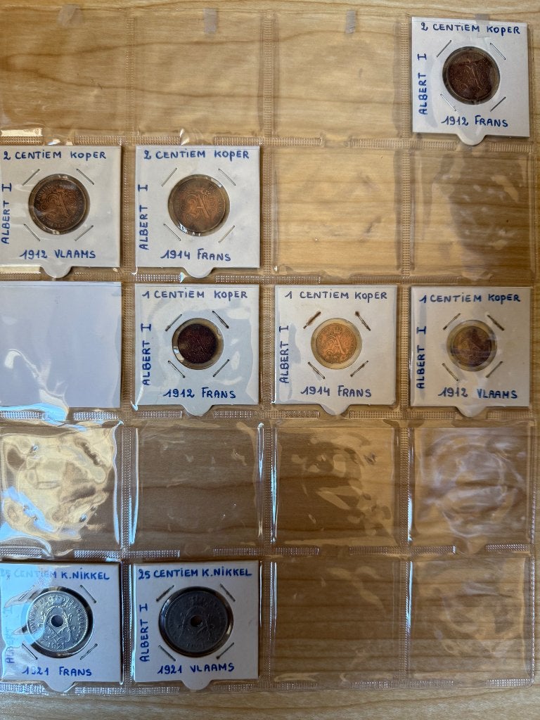 Lot oude munten Albert I, Ophalen of Verzenden, Overig, Setje