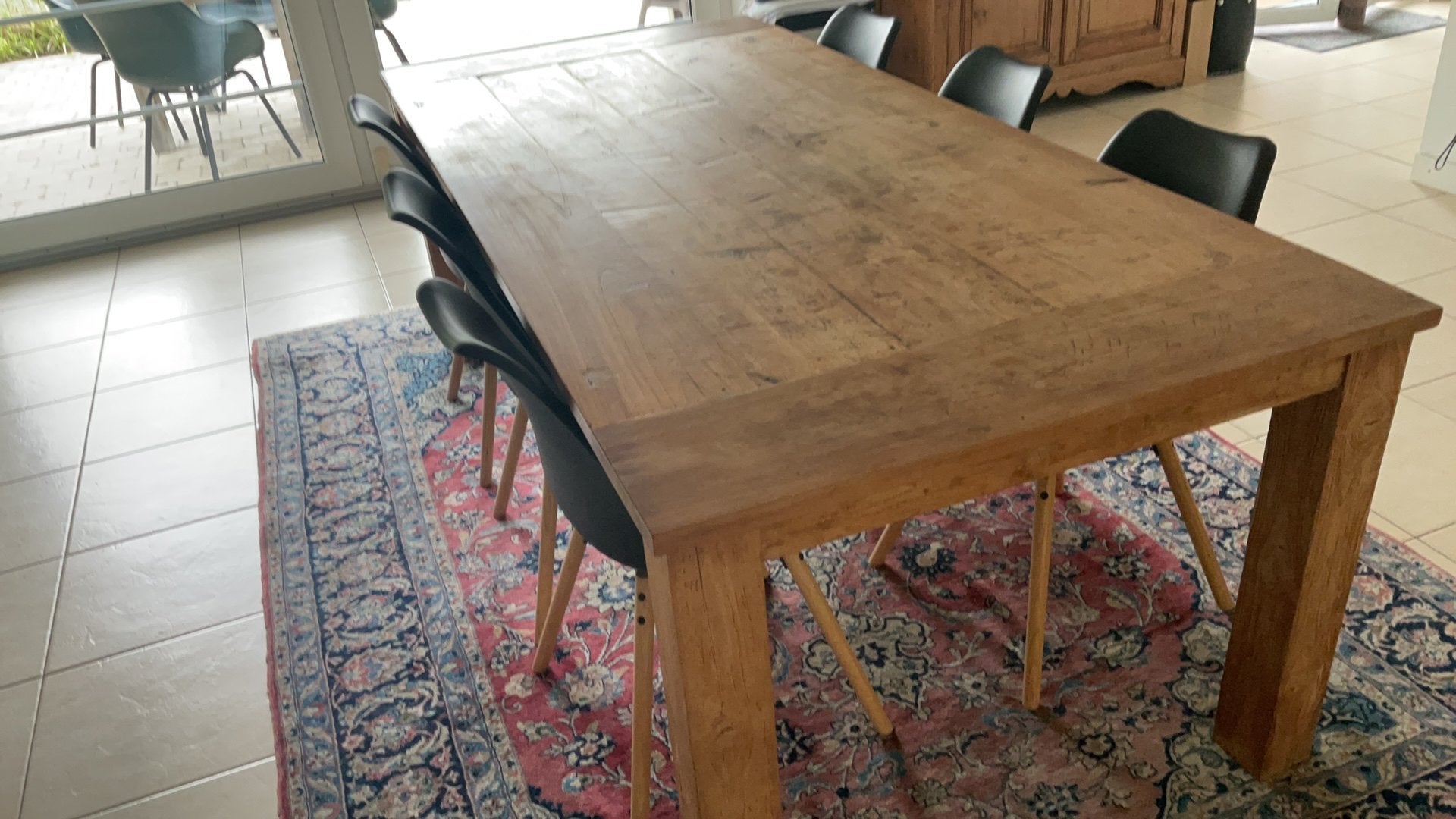 Dingklik eetkamertafel, Ophalen, Gebruikt, 100 tot 150 cm, Teakhout