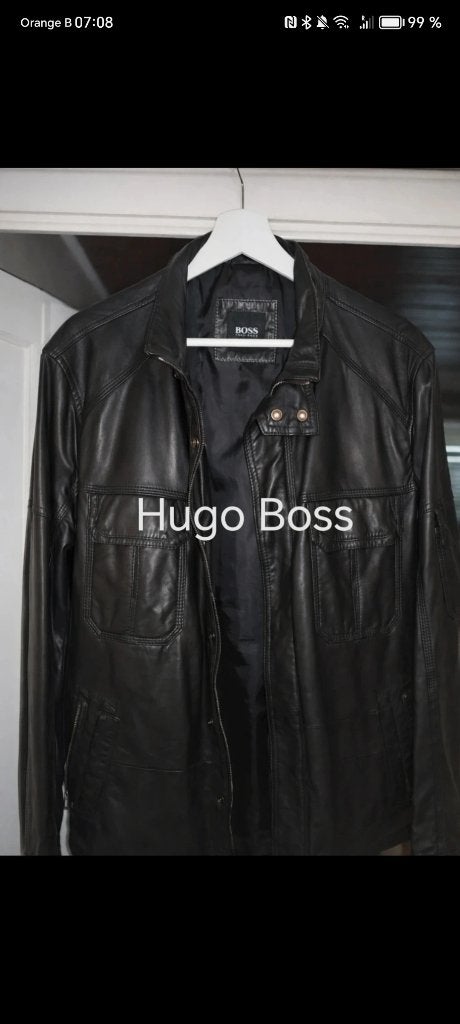 Veste en cuir, Kleding | Heren, Jassen | Winter, Ophalen, Zwart, Overige maten, Zo goed als nieuw