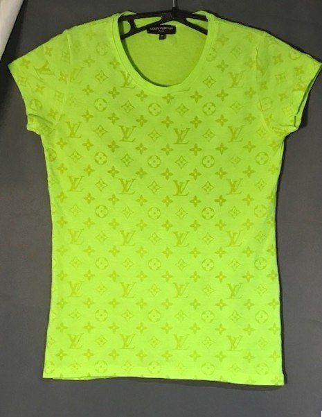 LOUIS VUITTON MONOGRAM T-SHIRT LIME GREEN, Maat 38/40 (M), Ophalen of Verzenden, Korte mouw, Gedragen