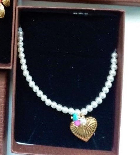 nieuw collier perles ketting hart , 40cm + 5cm , kleurvast, Nieuw, Ophalen of Verzenden, Steen of Mineraal, Hart