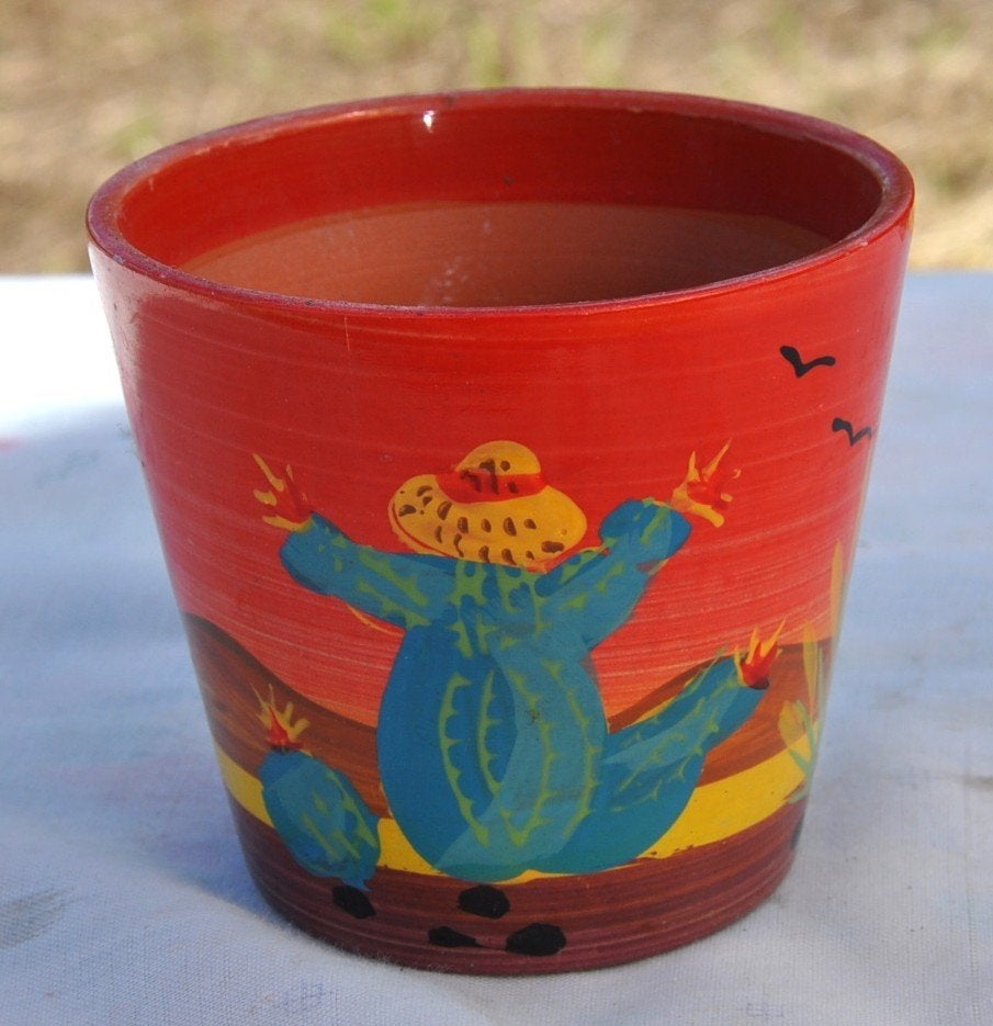 cache pot en terre cuite peint, Enlèvement ou Envoi, Rond, Comme neuf, Intérieur