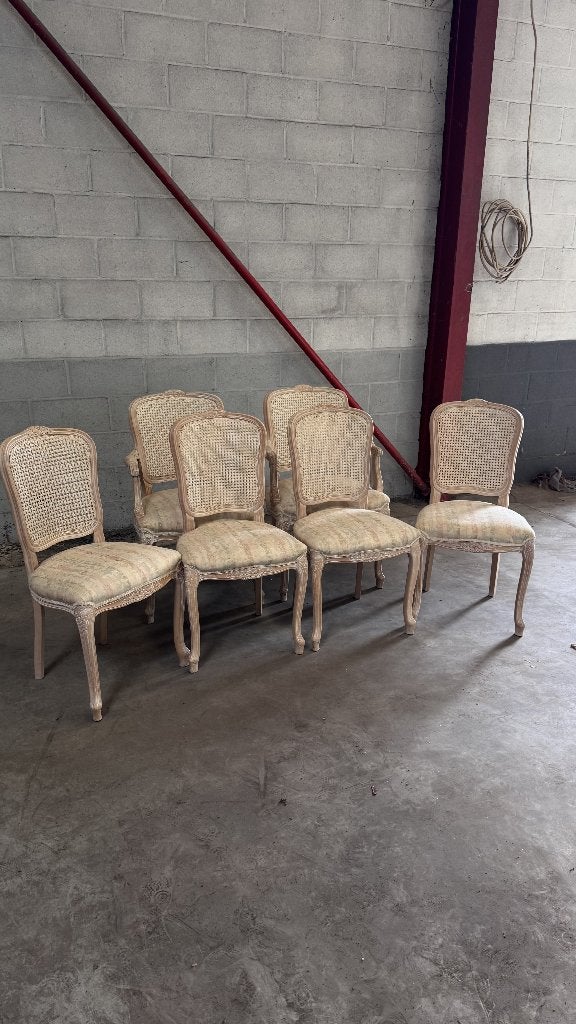 Lot de 6 chaises cannées style Louis XV, Antiquités & Art, Enlèvement