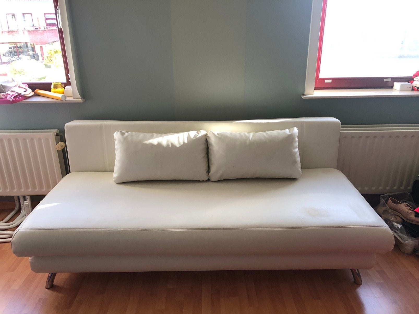 zetelbed beige wit, Ophalen, Gebruikt, Tweepersoons, Beige
